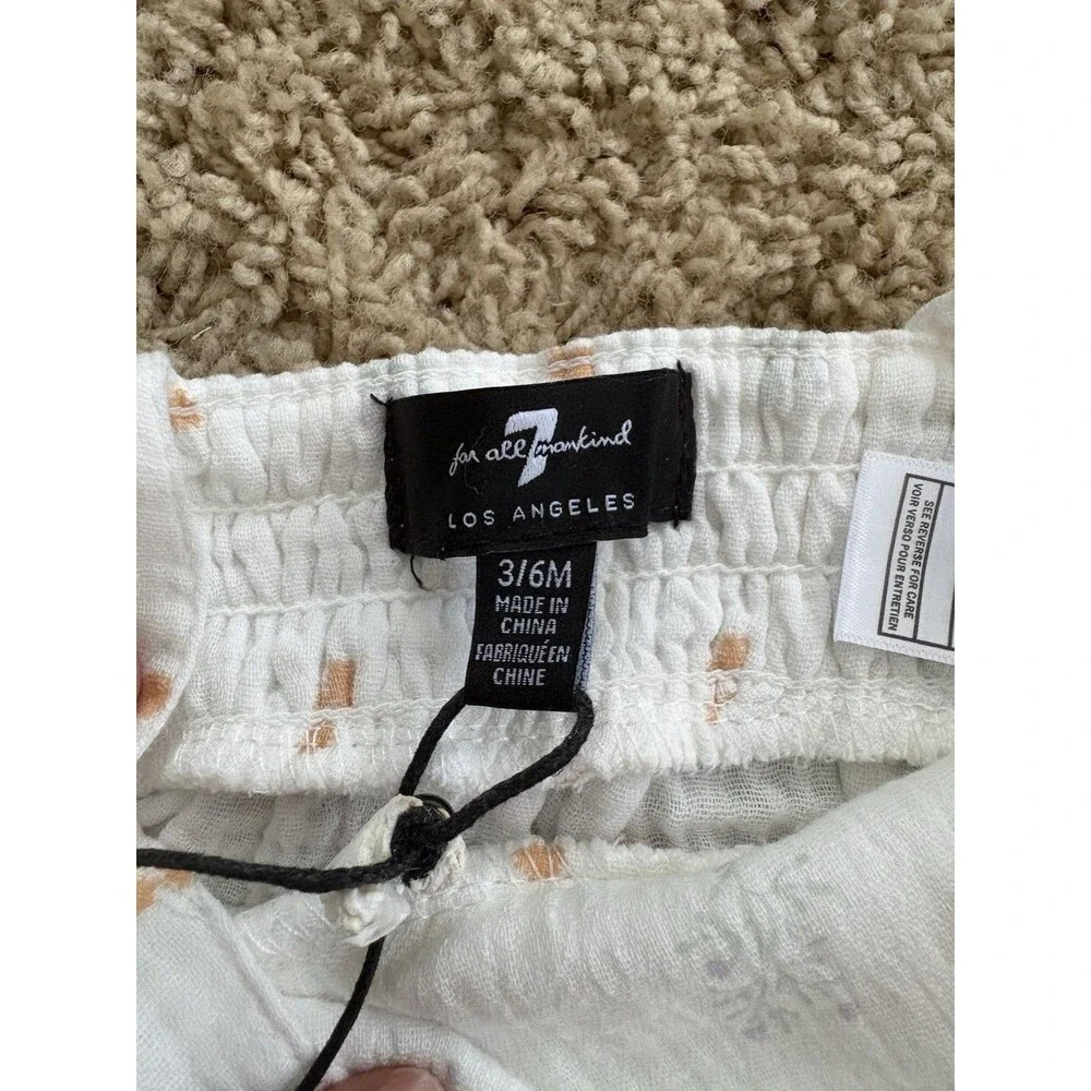 7 For All Mankind Baby Tank Top and Shorts Bloomers Set White Floral 3/6 Months